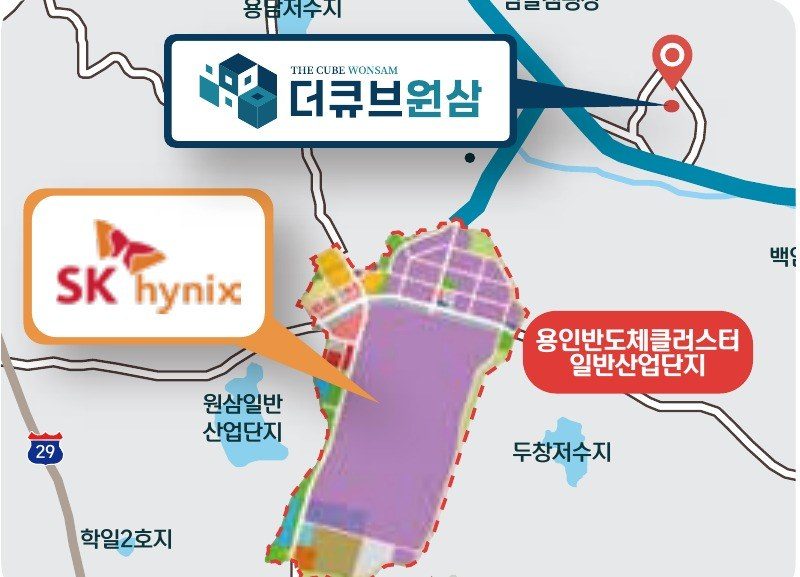 반도체클러스터와 더큐브 원삼 위치 약도